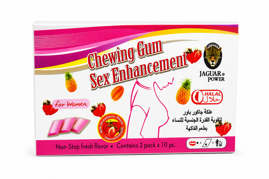 Jaguar Power Women's Strawberry Chewing Gum – 20 Pieces
